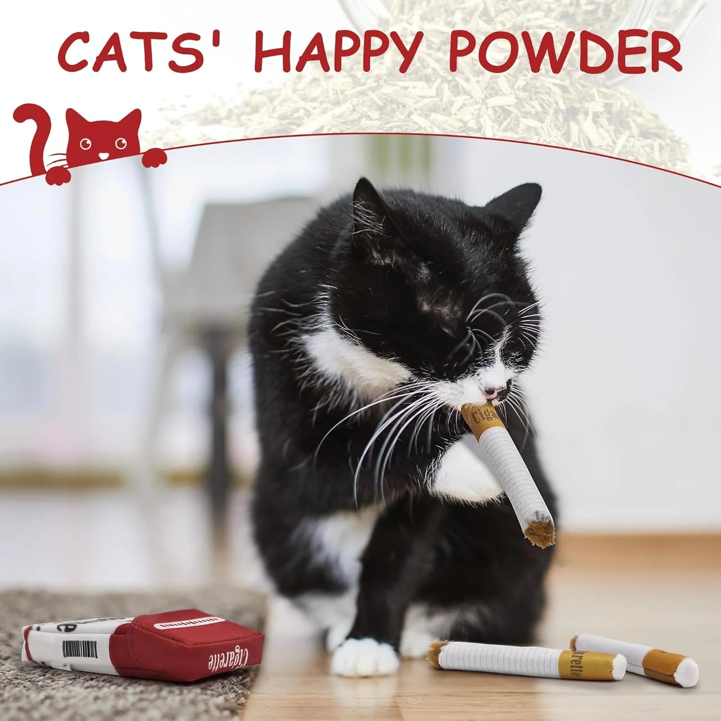 3 Pack Catnip Toys for Cats, Funny Cat Toys Filled with 100% Pure Organic Catnip, Safe Kitten Teething Chew and Kicker Toys, Stress Relieving Fun for Indoor Cats,Red